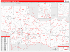 Longview-Marshall Metro Area Wall Map Red Line Style 2025